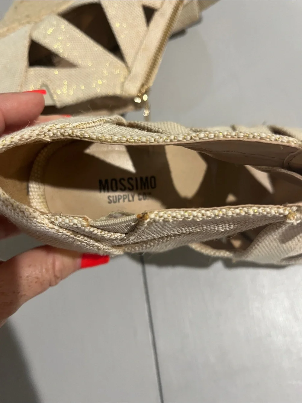 Mossimo Supply Co. Natural Canvas Espadrille Wedge Sandals